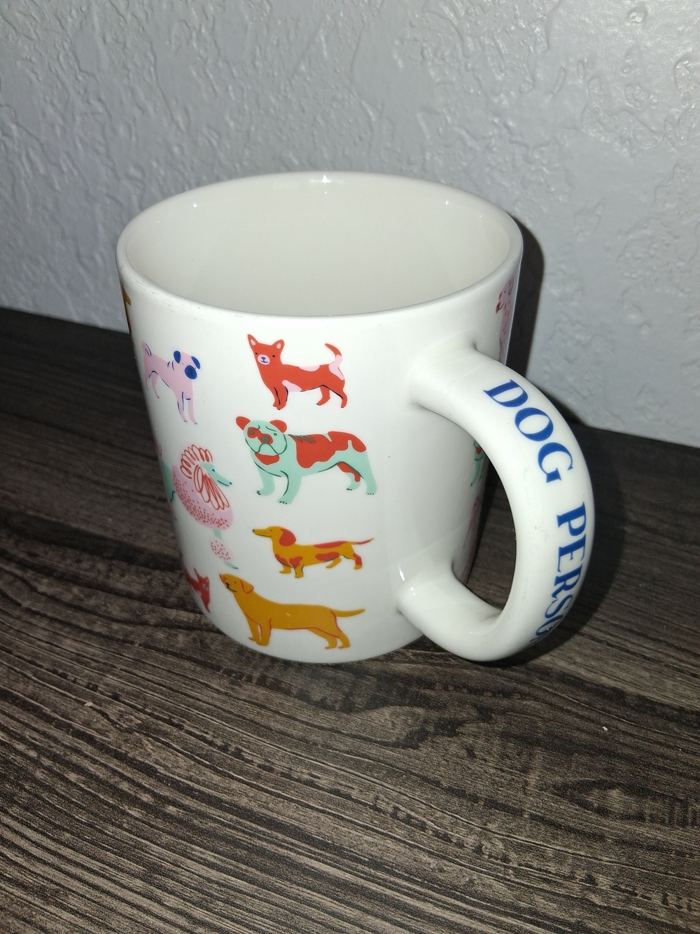 ​Parker Lane Dog Person Stoneware Coffee Mug White Colorful Dogs Breeds 16oz